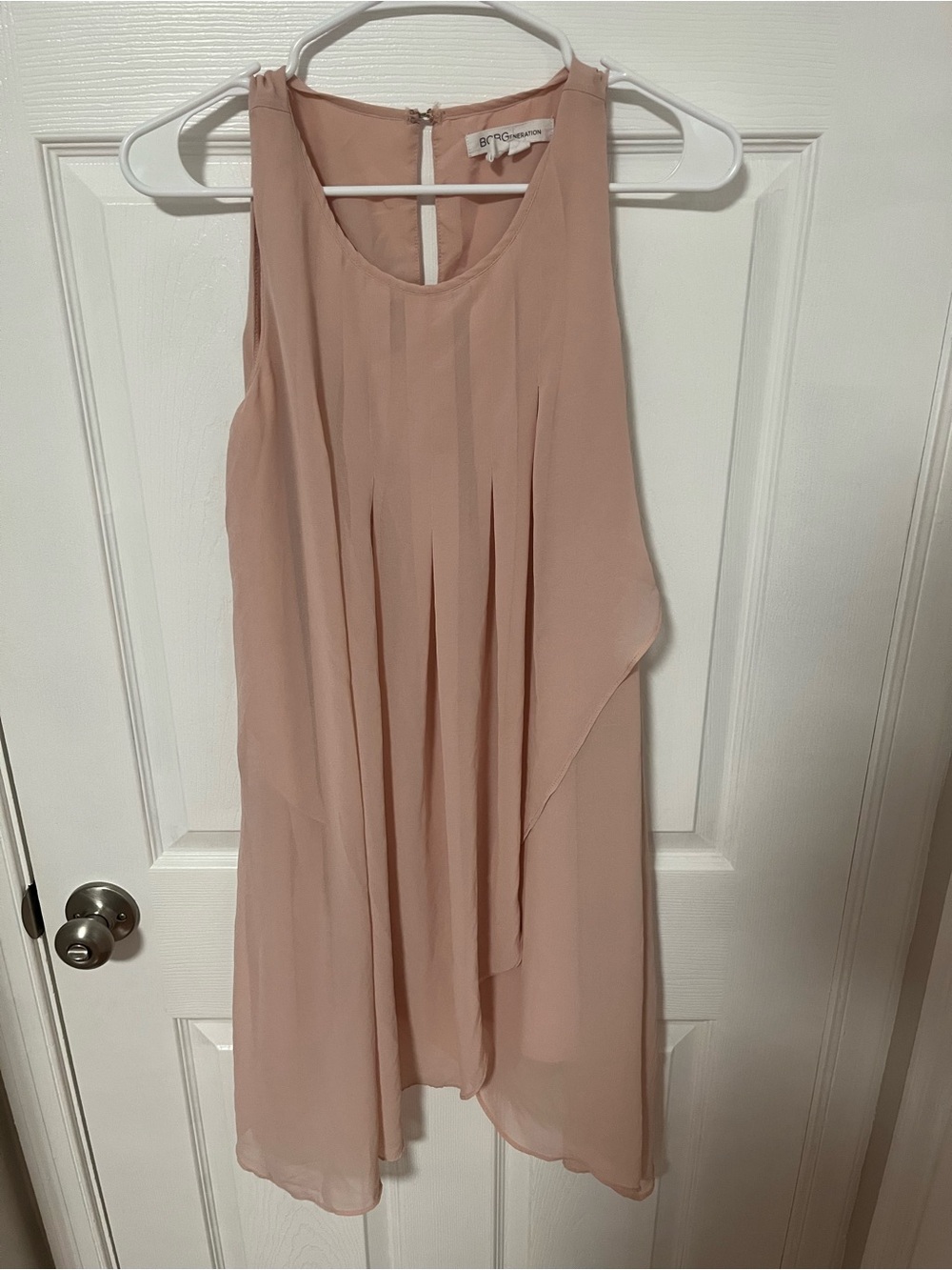 Sleeveless Pleated Chiffon Mini Dress in Dusty Rose